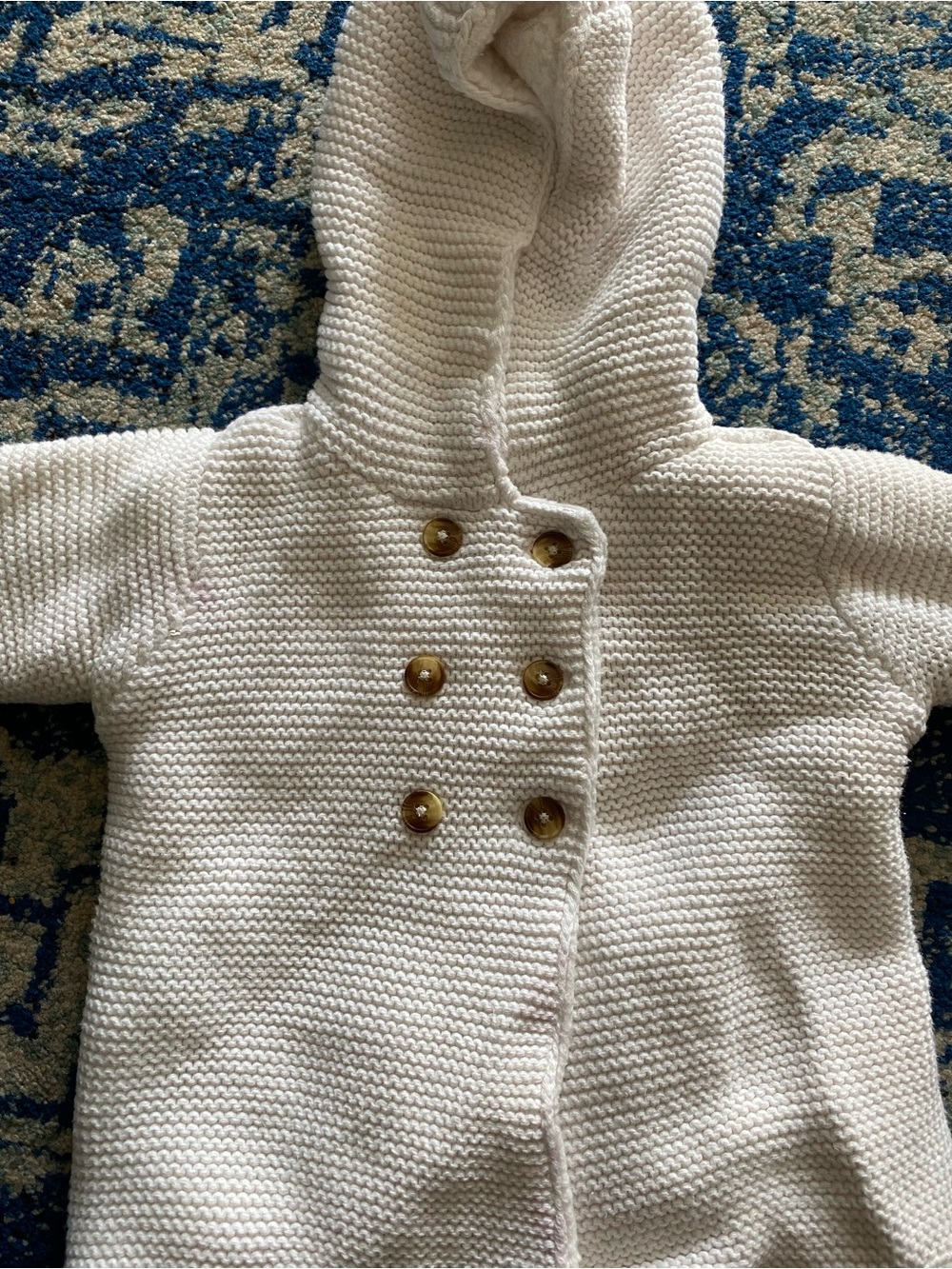 Carter's White Hooded Pea Coat with Gold Buttons - Picture 2 of 5